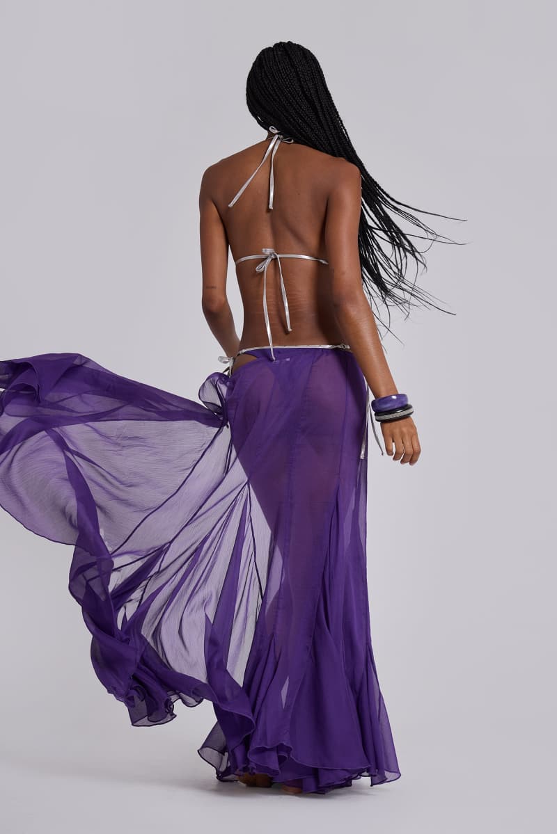 Jaded London Miria Chiffon Maxi Skirt Purple