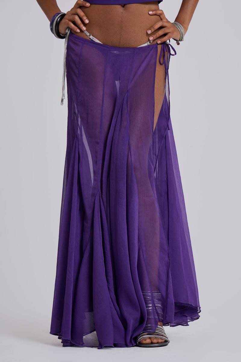 jaded london Miria Chiffon Maxi Skirt Purple