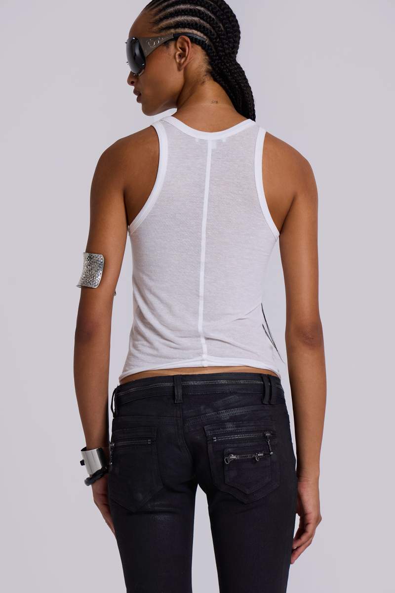 jaded london Mist Racer Vest Top White