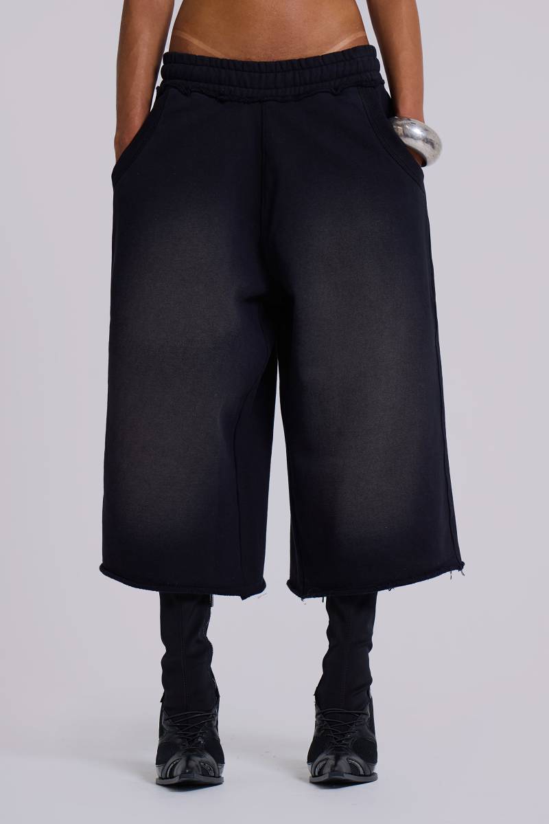 Jaded London Monster 3/4 Washed Black Shorts Black