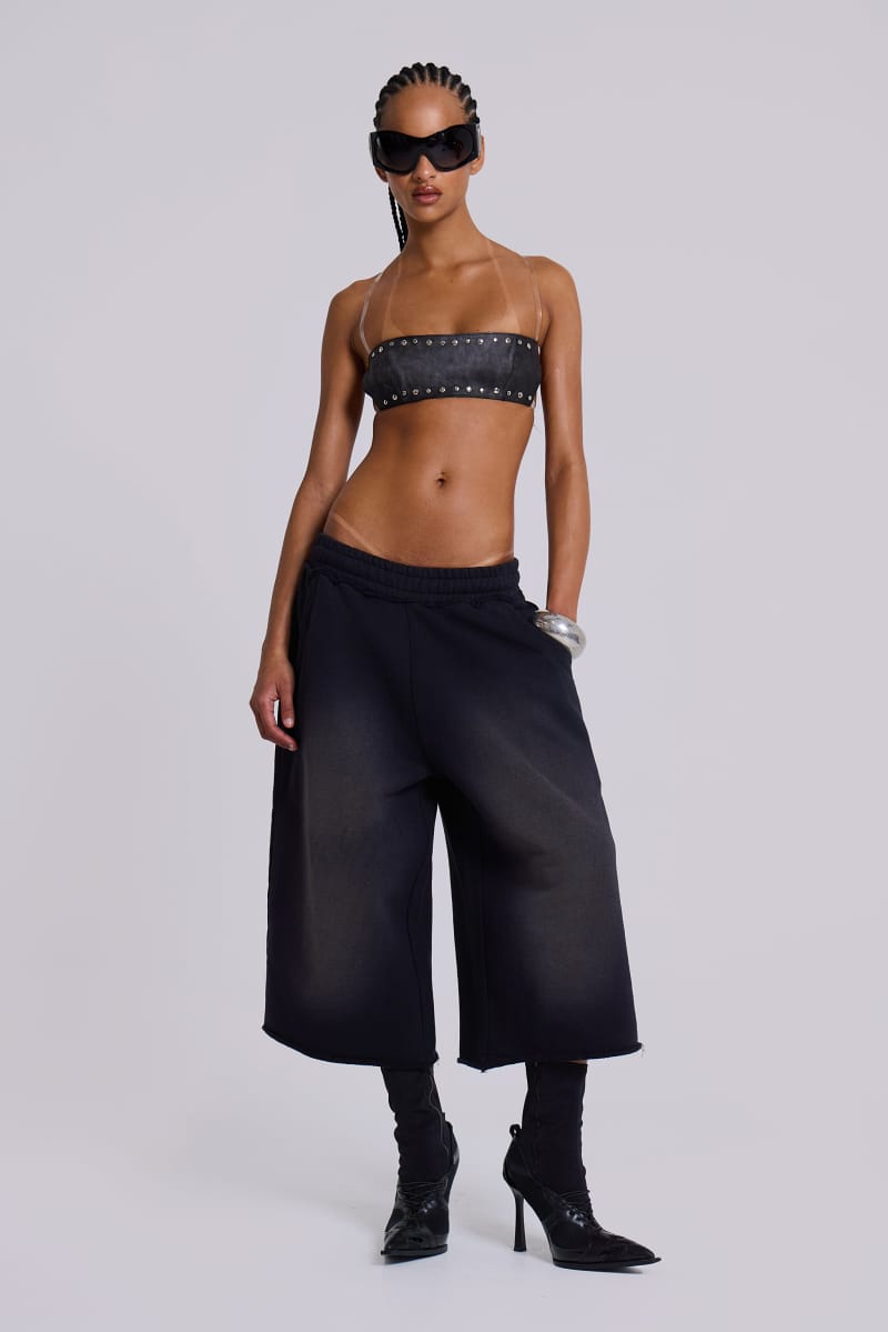 Jaded London Monster 3/4 Washed Black Shorts Black