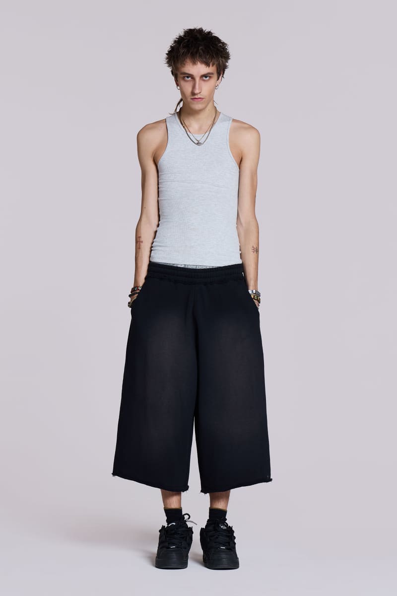 Jaded London Monster 3/4 Washed Black Shorts Black