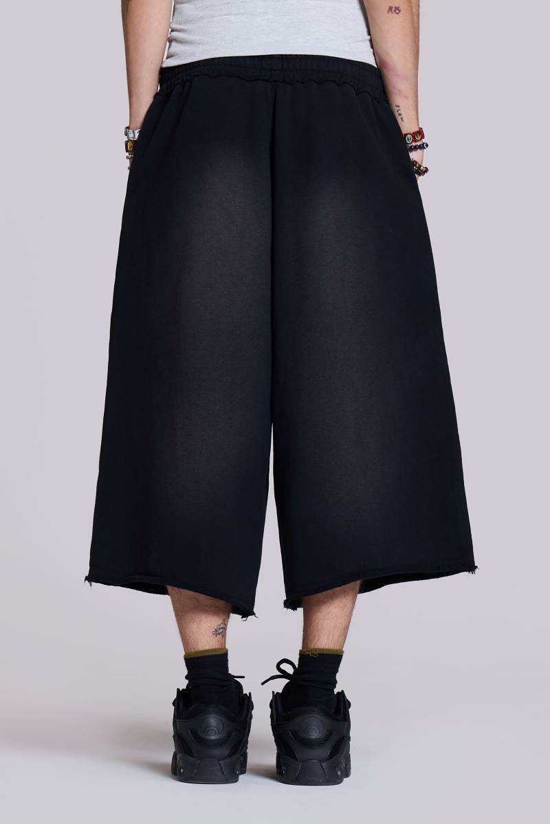 Jaded London Monster 3/4 Washed Black Shorts Black