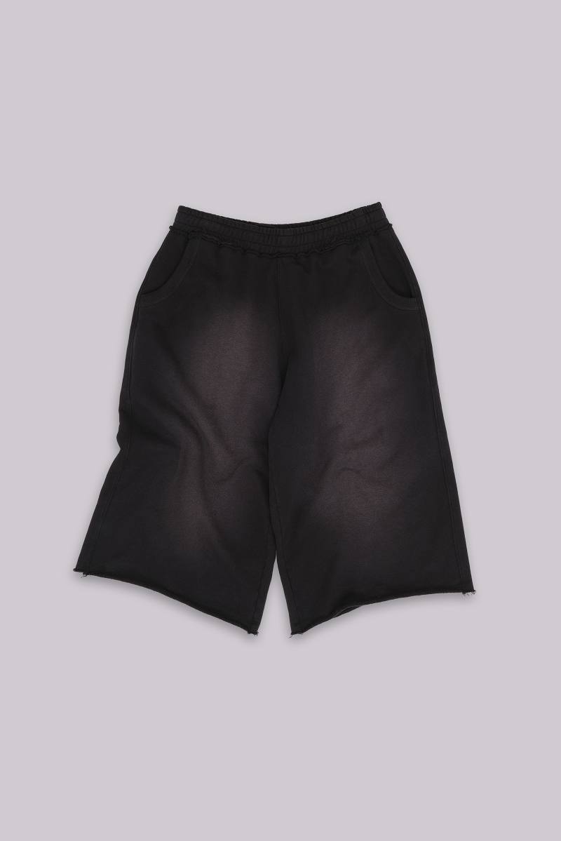 jaded london Monster 3/4 Washed Black Shorts Black