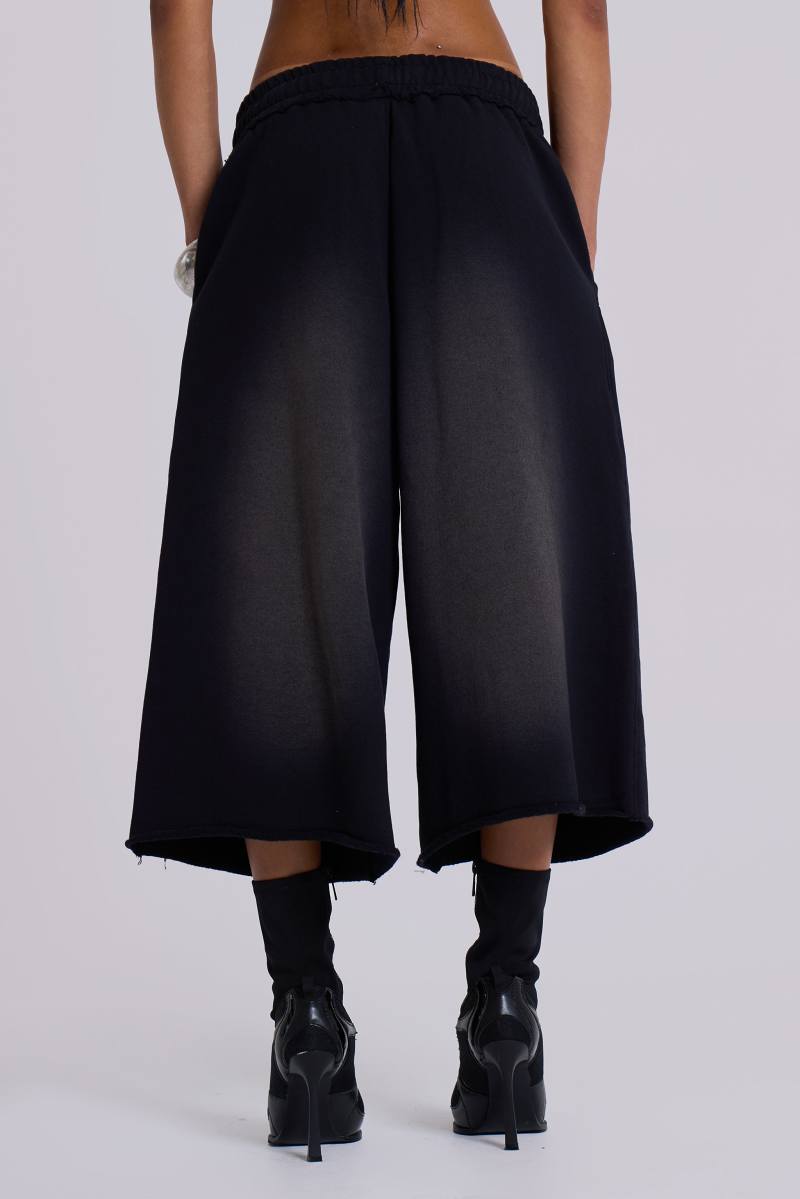 jaded london Monster 3/4 Washed Black Shorts Black