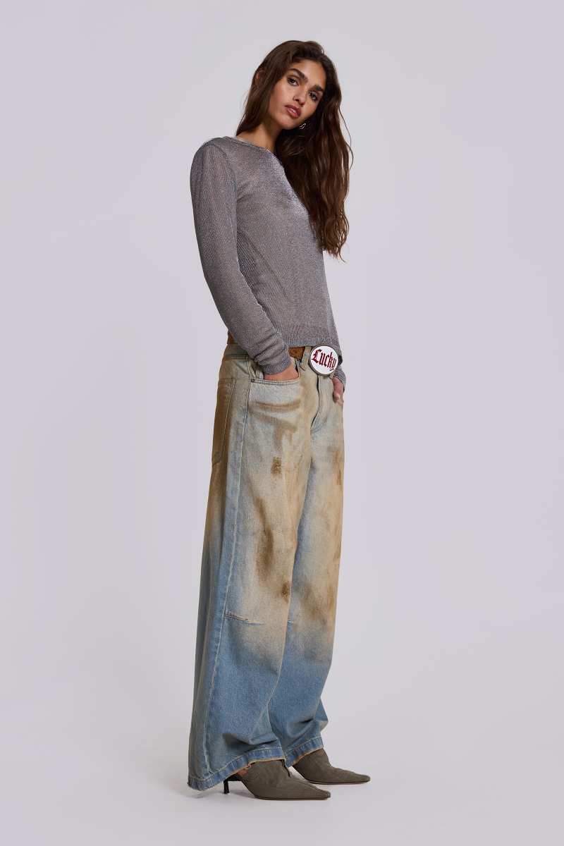 Jaded London Mud Wash Colossus Jeans Blue