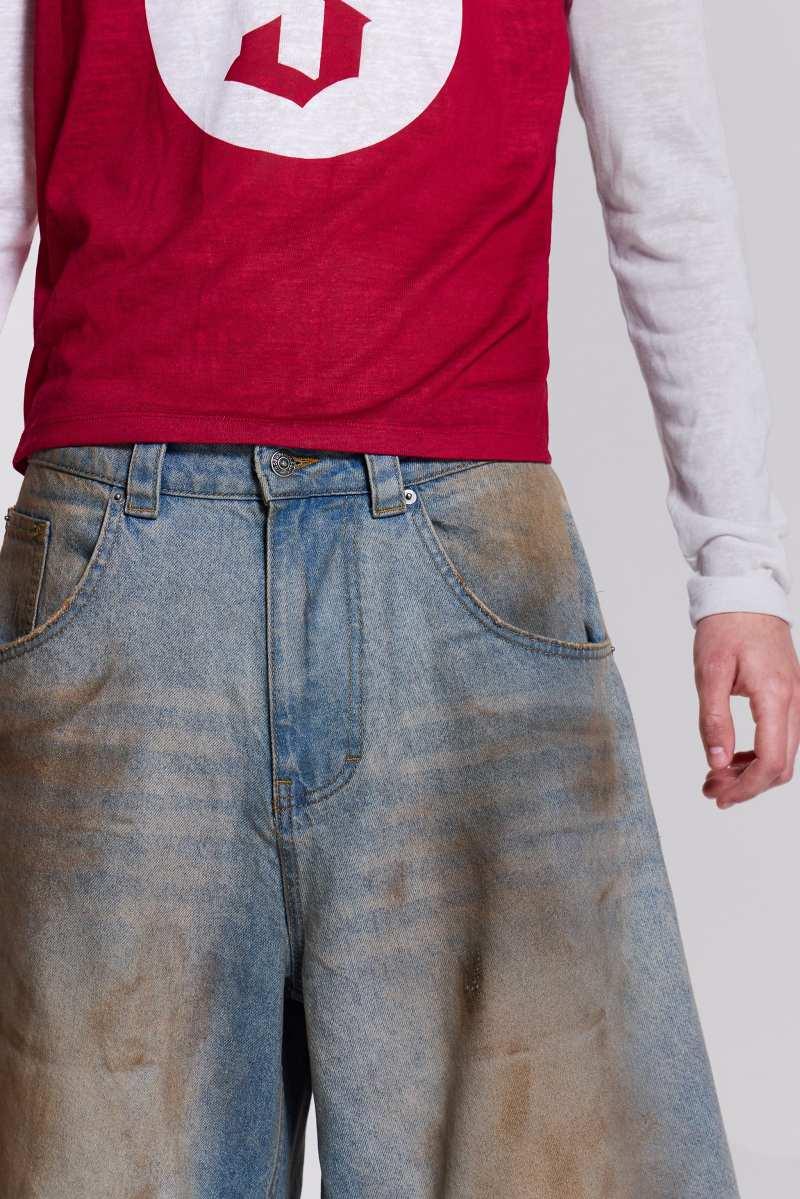 Jaded London Mud Wash Colossus Jorts Blue