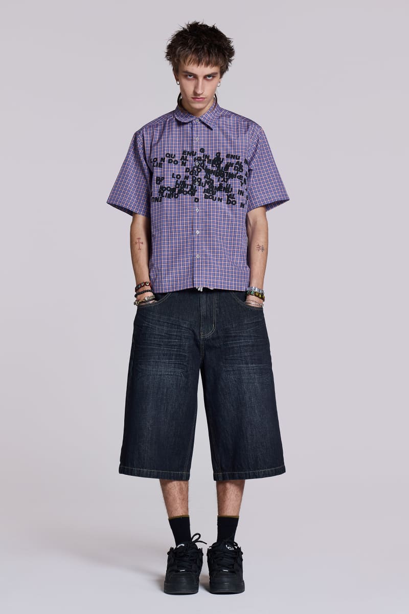 Jaded London Multi Typo Shirt Blue