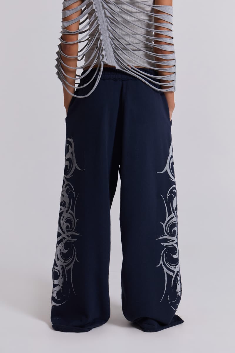 Jaded London Navy Baggy Blade Joggers Navy