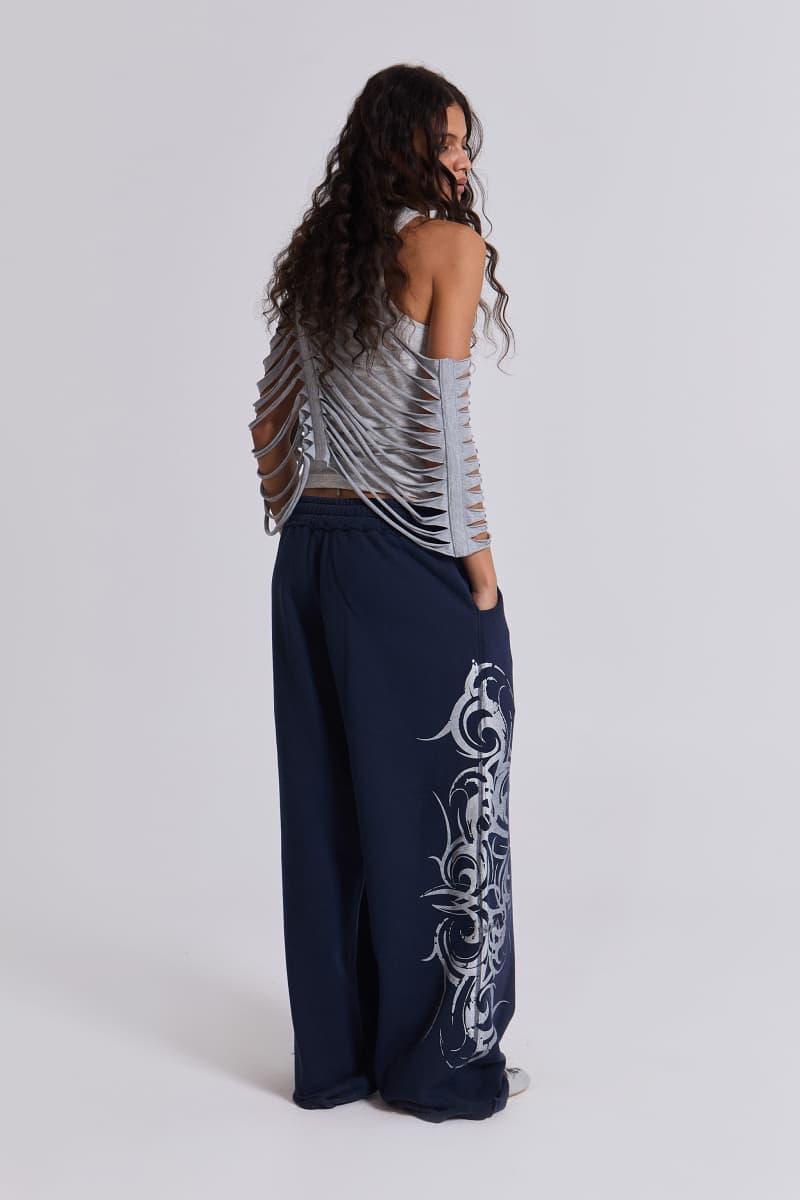 Jaded London Navy Baggy Blade Joggers Navy