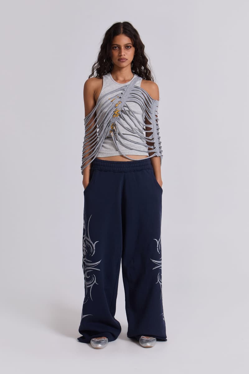 Jaded London Navy Baggy Blade Joggers Navy