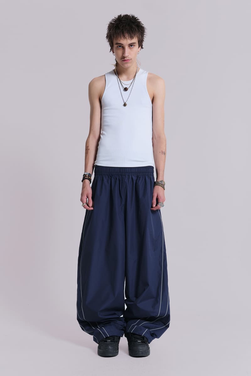 jaded london Navy Vapor Tracksuit Bottoms Grey