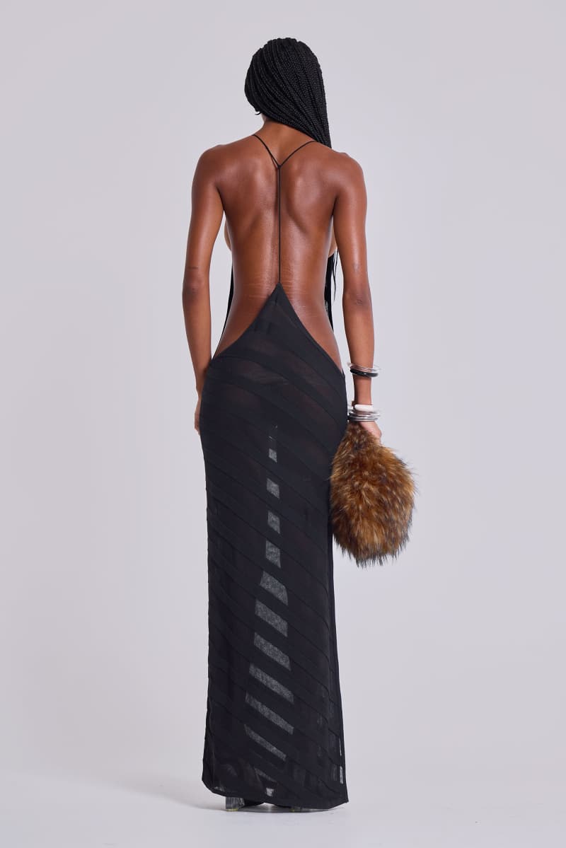 Jaded London Noir Knit Maxi Dress Black