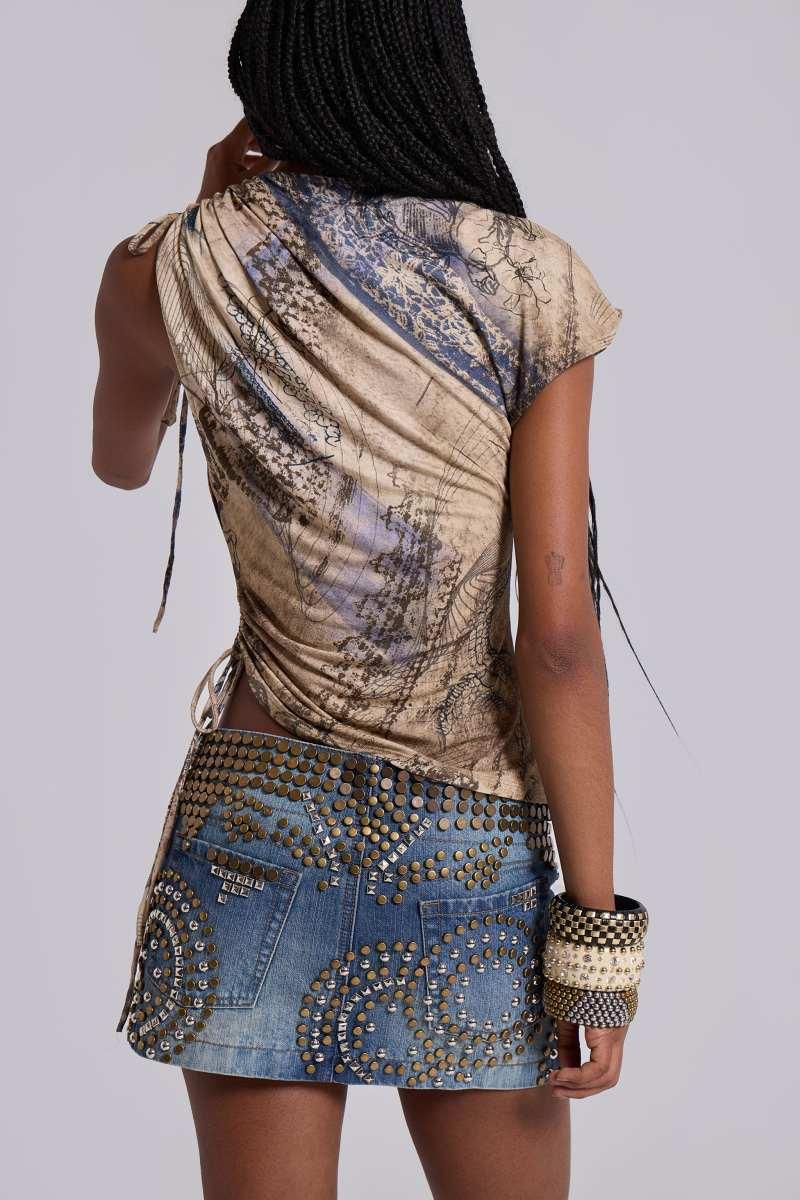 Jaded London Nuka Asymmetric Drape Top Multi