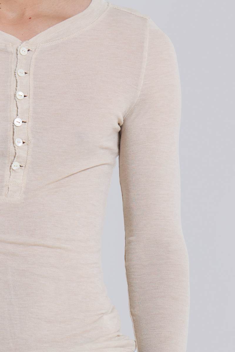 Jaded London Oatmeal Haze Henley Top Brown