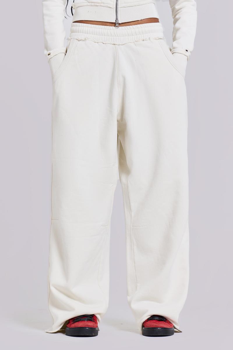 Jaded London Off White Baggy Monster Joggers White