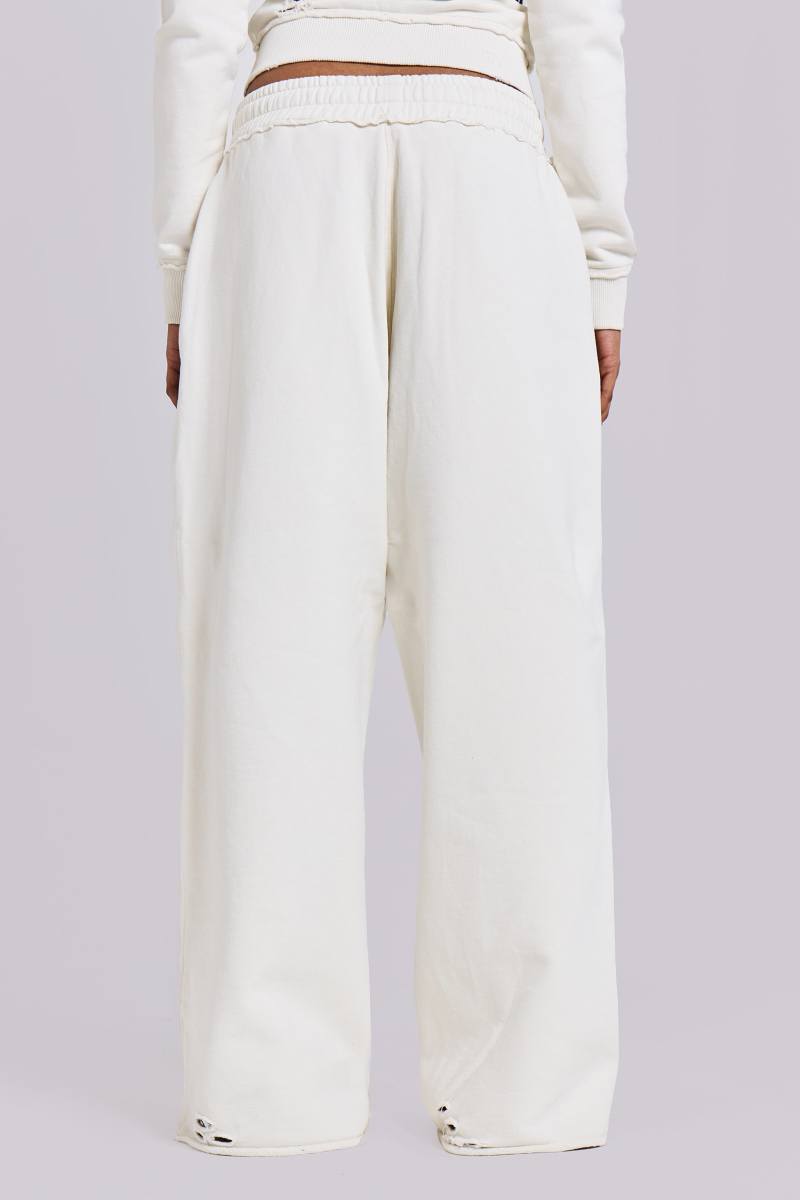 Jaded London Off White Baggy Monster Joggers White