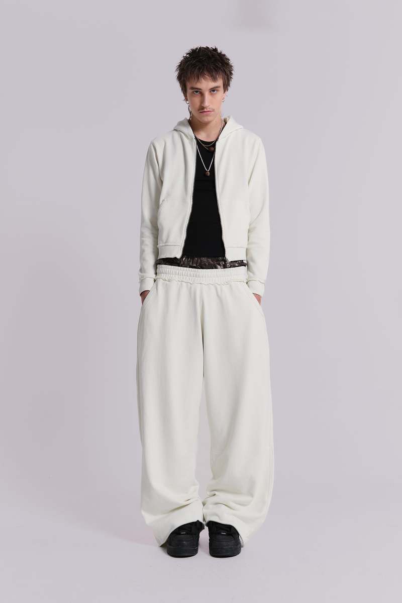 Jaded London Off White Baggy Monster Joggers White