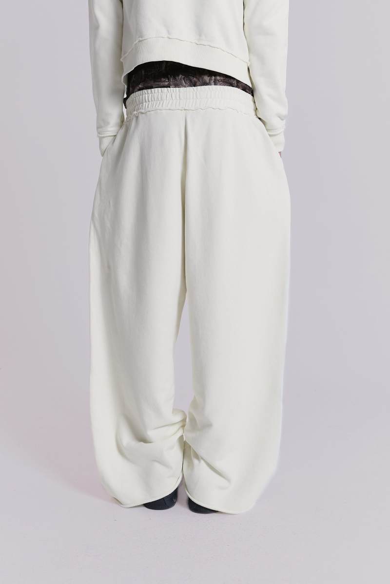 Jaded London Off White Baggy Monster Joggers White