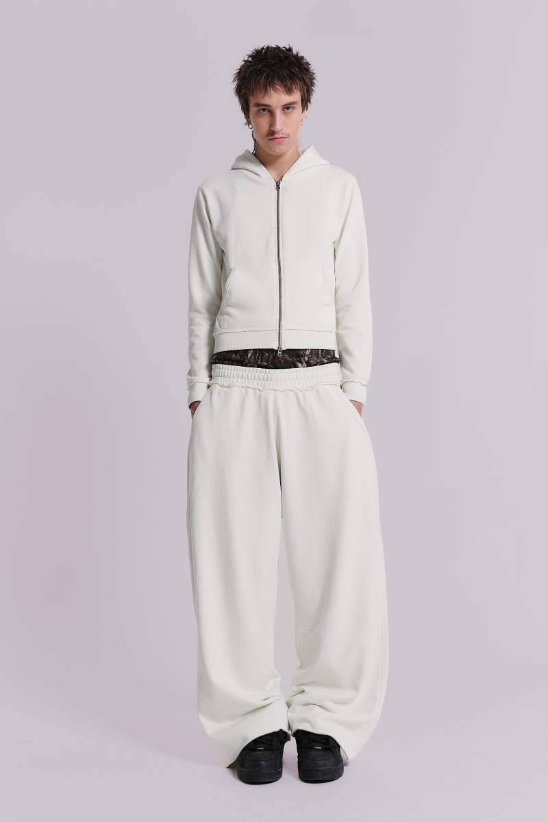 jaded london Off White Baggy Monster Joggers White