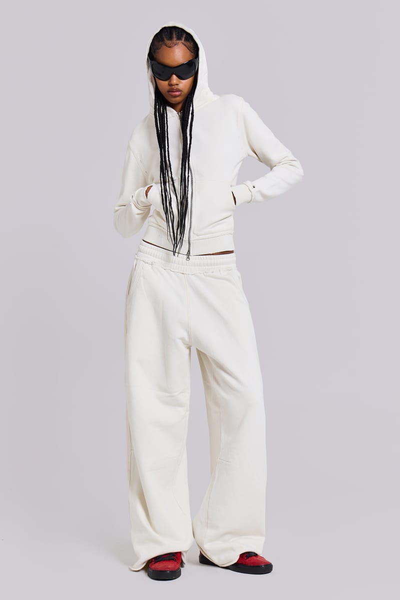 jaded london Off White Baggy Monster Joggers White