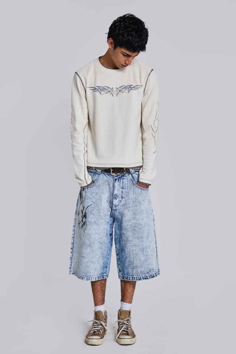 Jaded London Off White Tattoo Applique Tee White