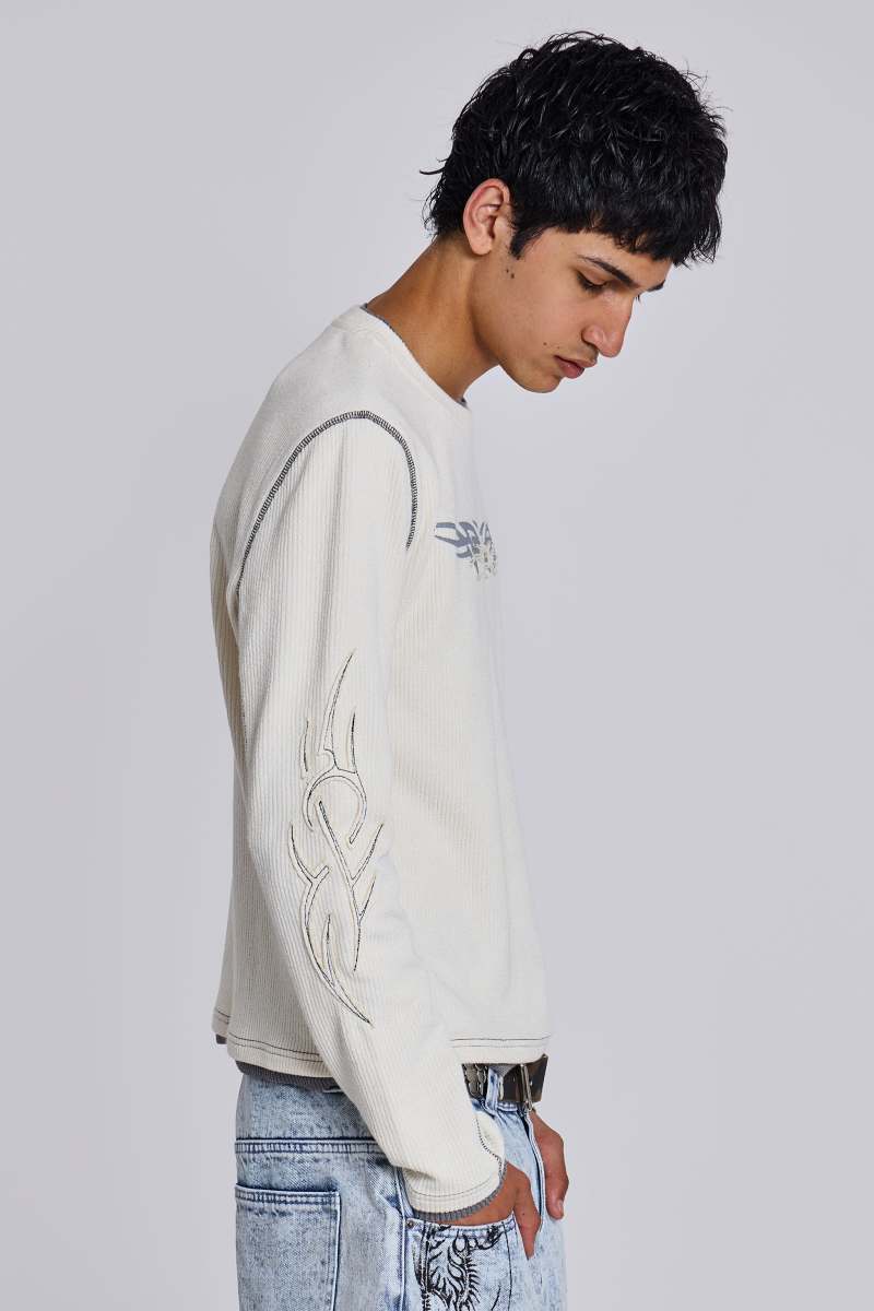Jaded London Off White Tattoo Applique Tee White