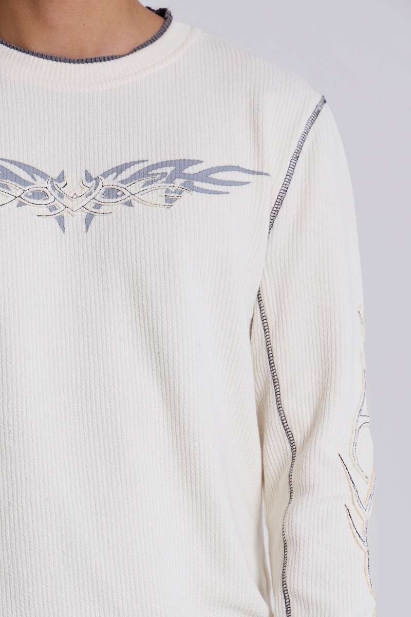 Jaded London Off White Tattoo Applique Tee White