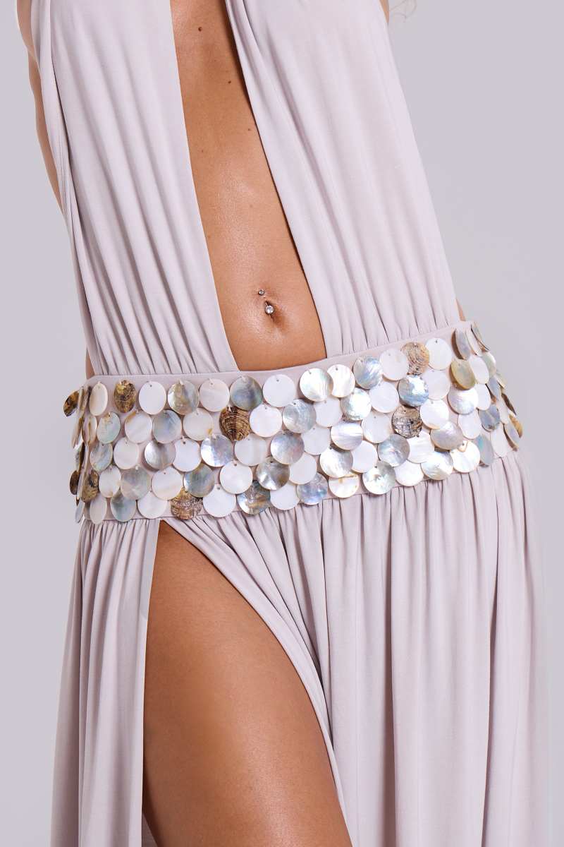 Jaded London Oryx Maxi Dress With Shells Cream