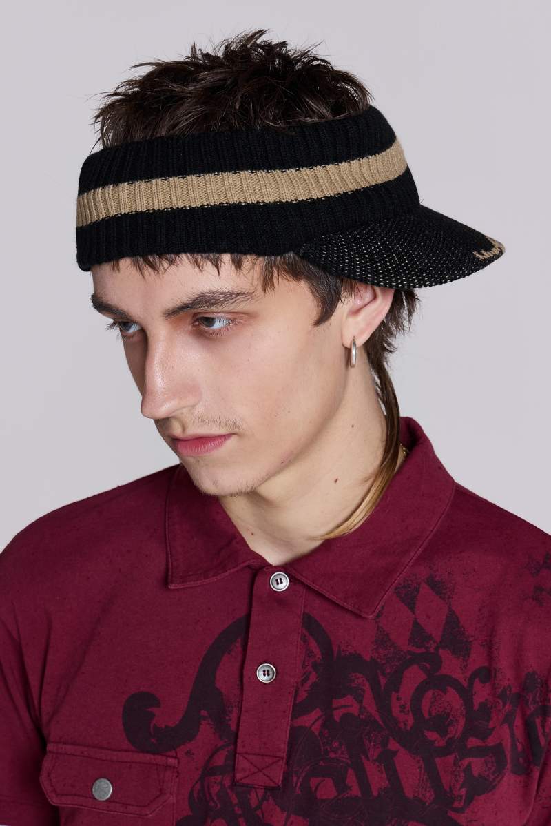 Jaded London Oskar Knitted Visor Black