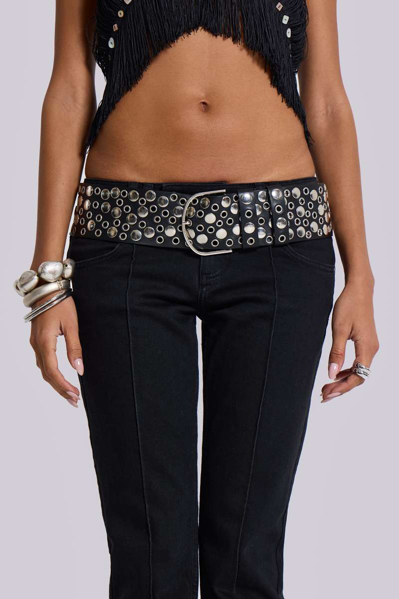 jaded london Osmium Studded Belt In Black Black