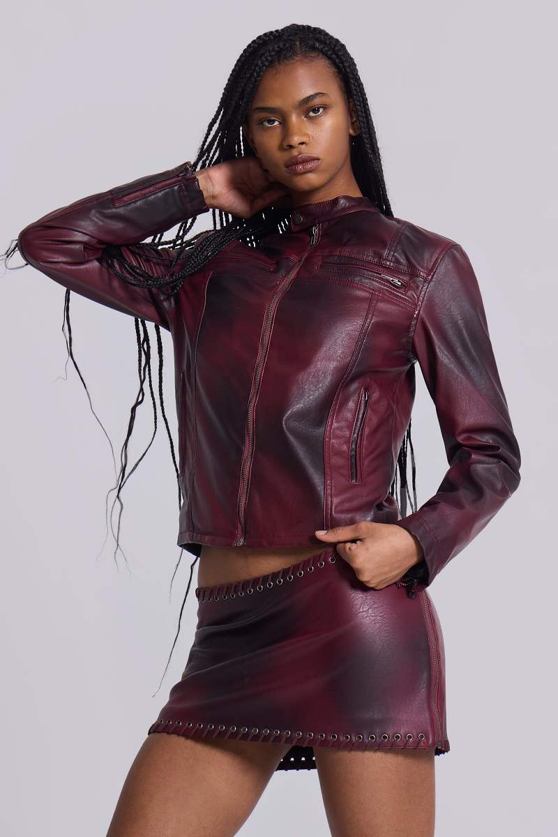 jaded london Oxblood Piston Jacket Red