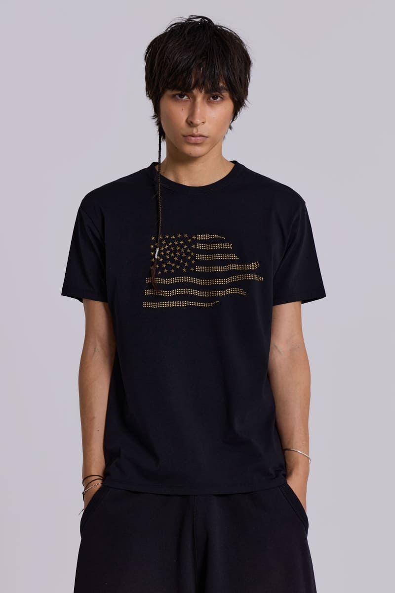 jaded london Patriot T Shirt Black