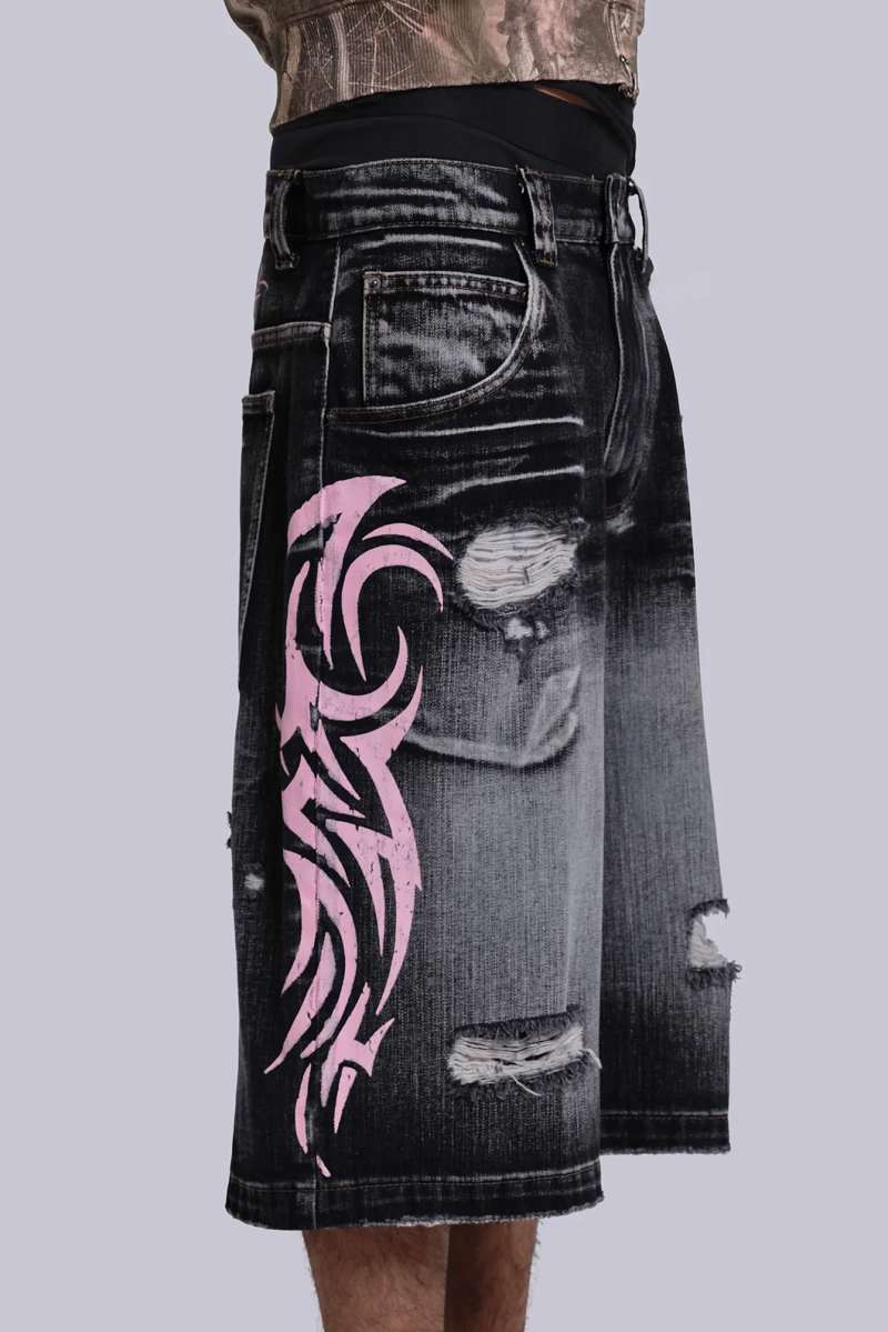 Jaded London Pink Blade Colossus Jorts Grey/Pink