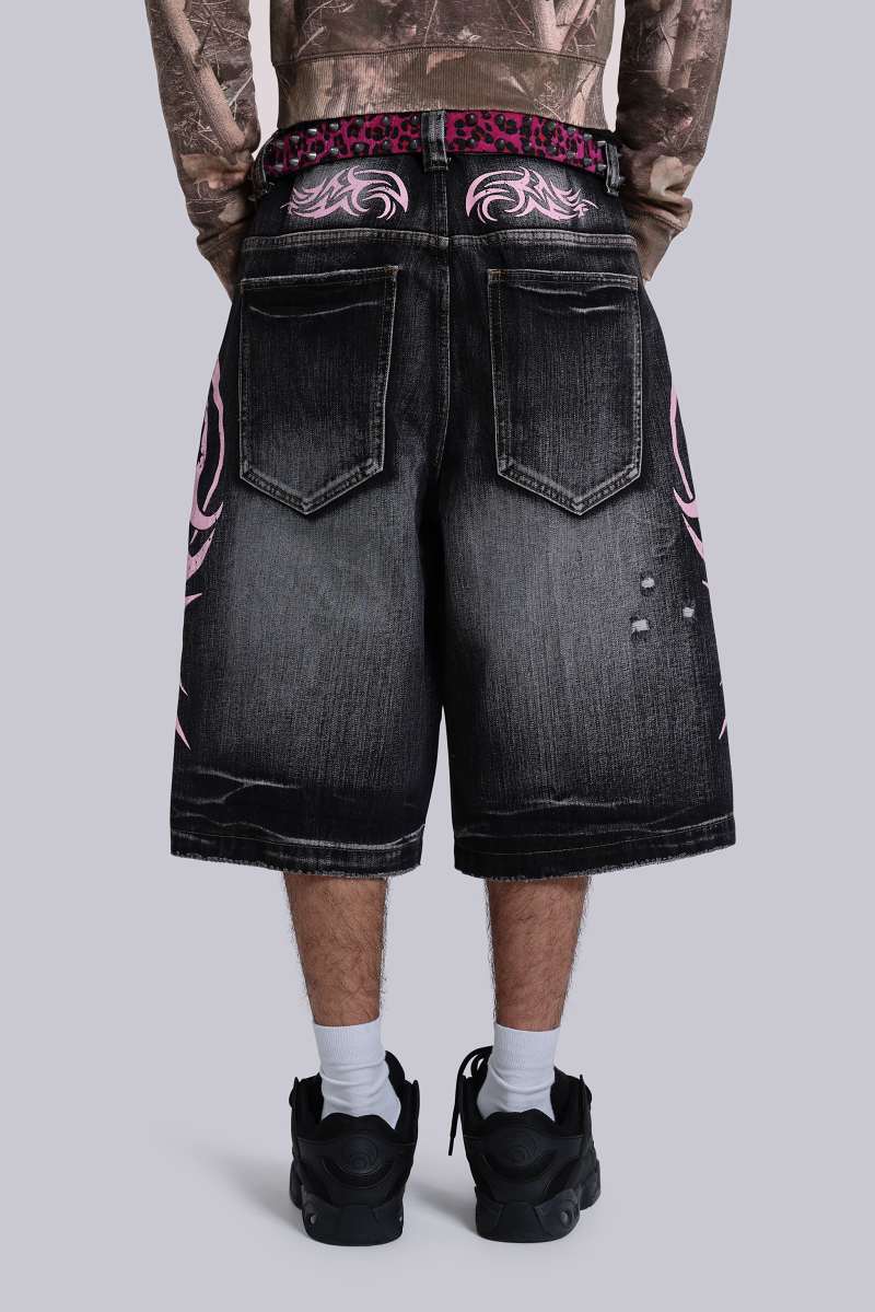 Jaded London Pink Blade Colossus Jorts Grey/Pink