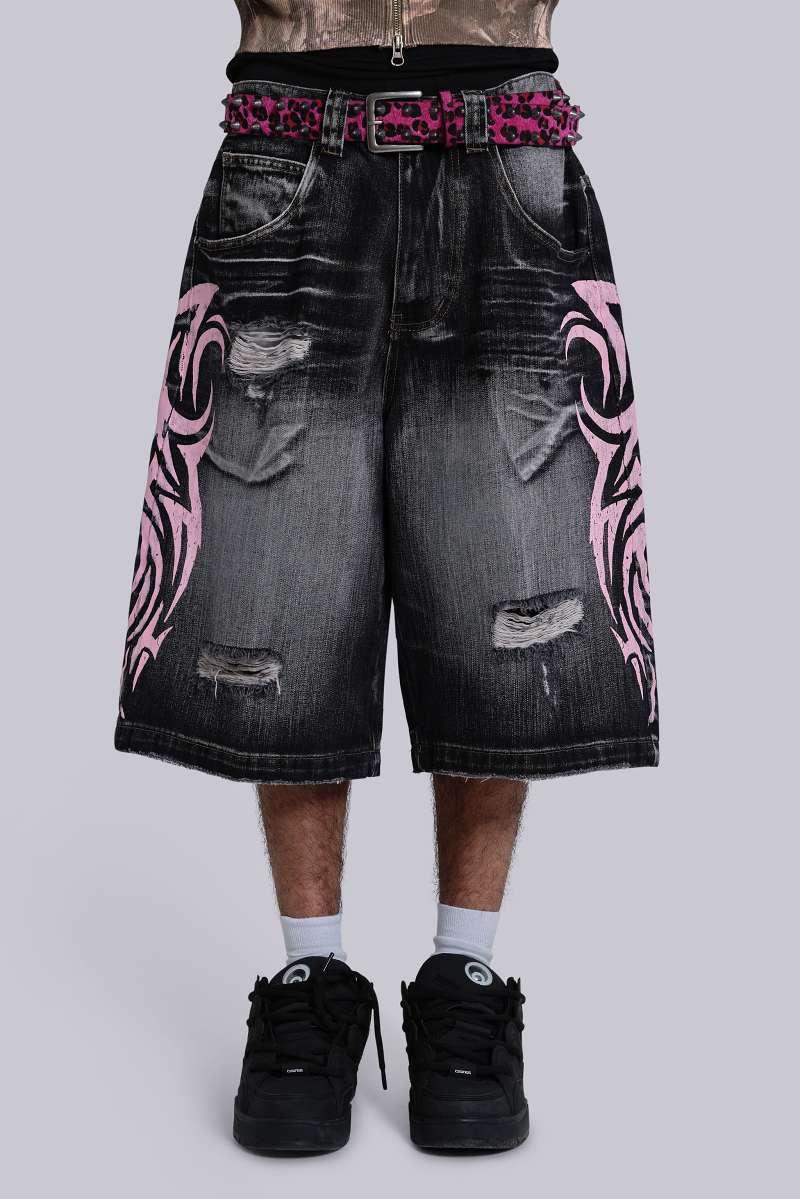 Jaded London Pink Blade Colossus Jorts Grey/Pink