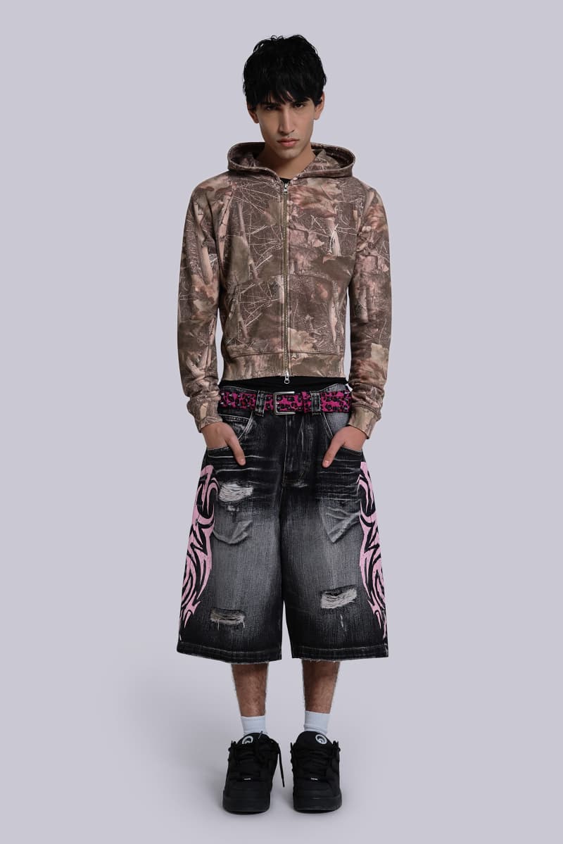 jaded london Pink Blade Colossus Jorts Grey/Pink