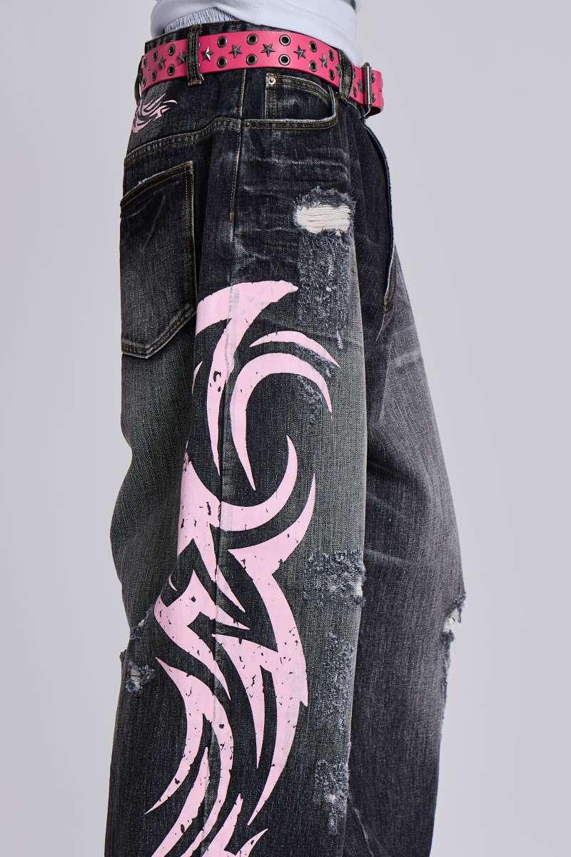 Jaded London Pink Blade XL Colossus Jeans Grey