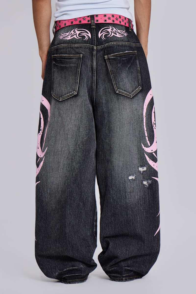 Jaded London Pink Blade XL Colossus Jeans Grey