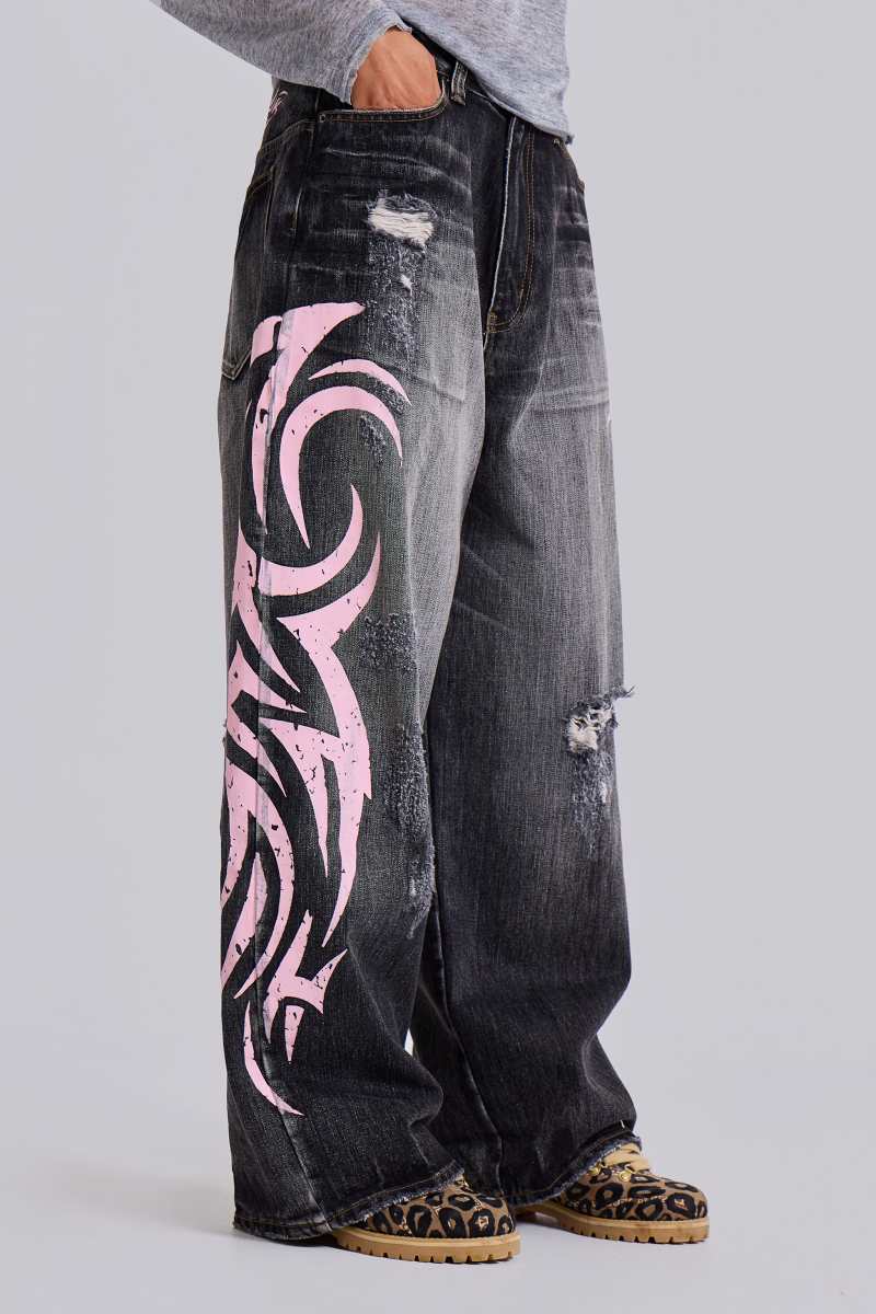 Jaded London Pink Blade XL Colossus Jeans Grey