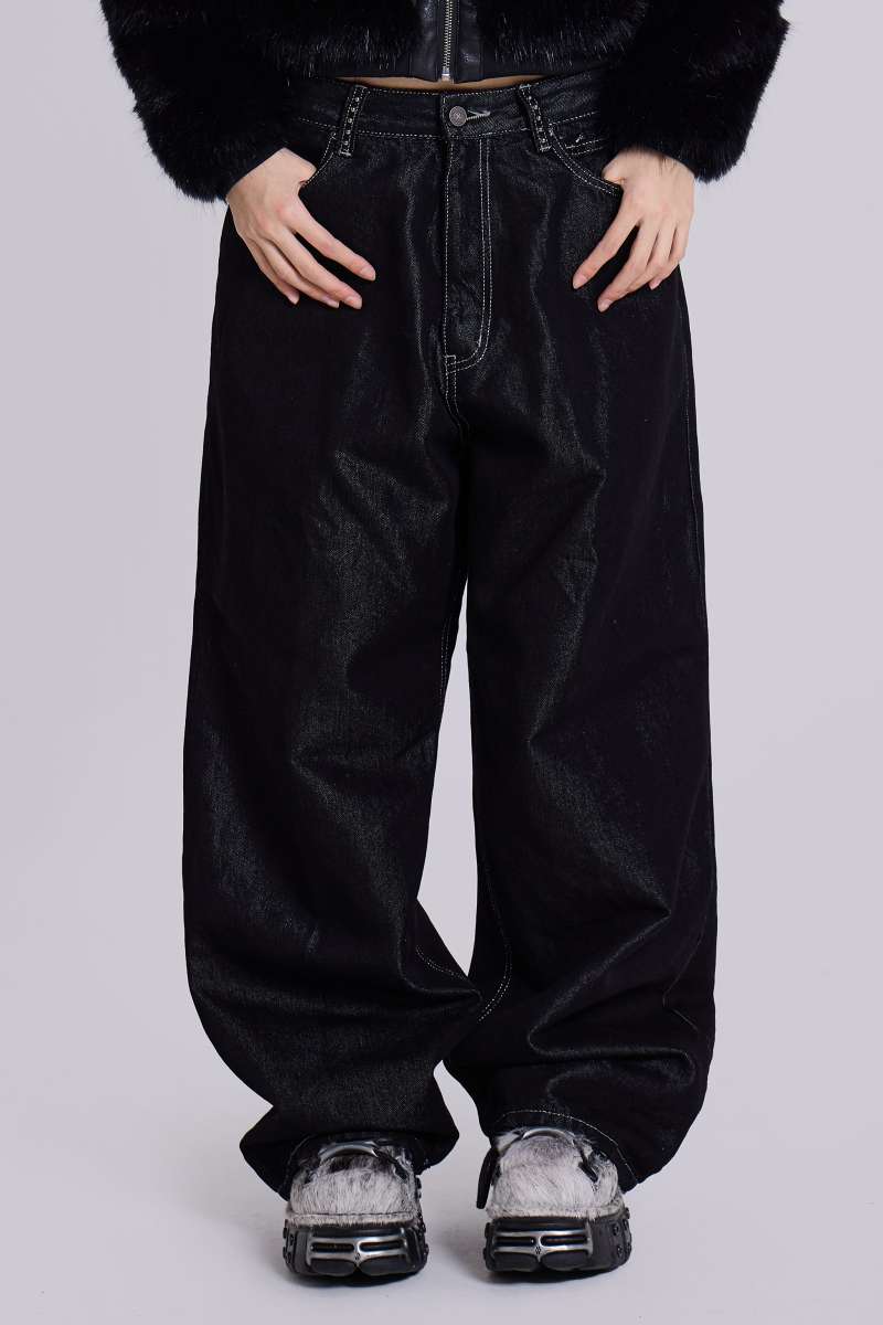 Jaded London Pink Sapphire XL Colossus Jeans Black