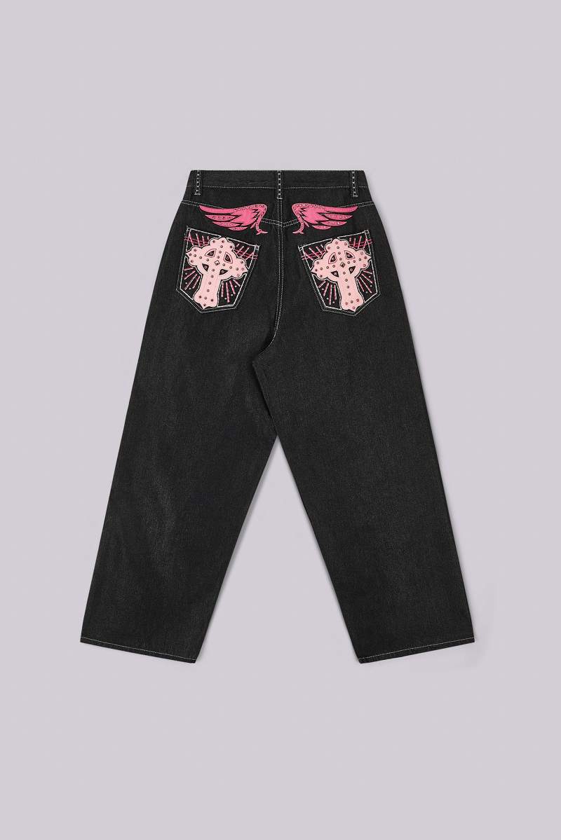 jaded london Pink Sapphire XL Colossus Jeans Black