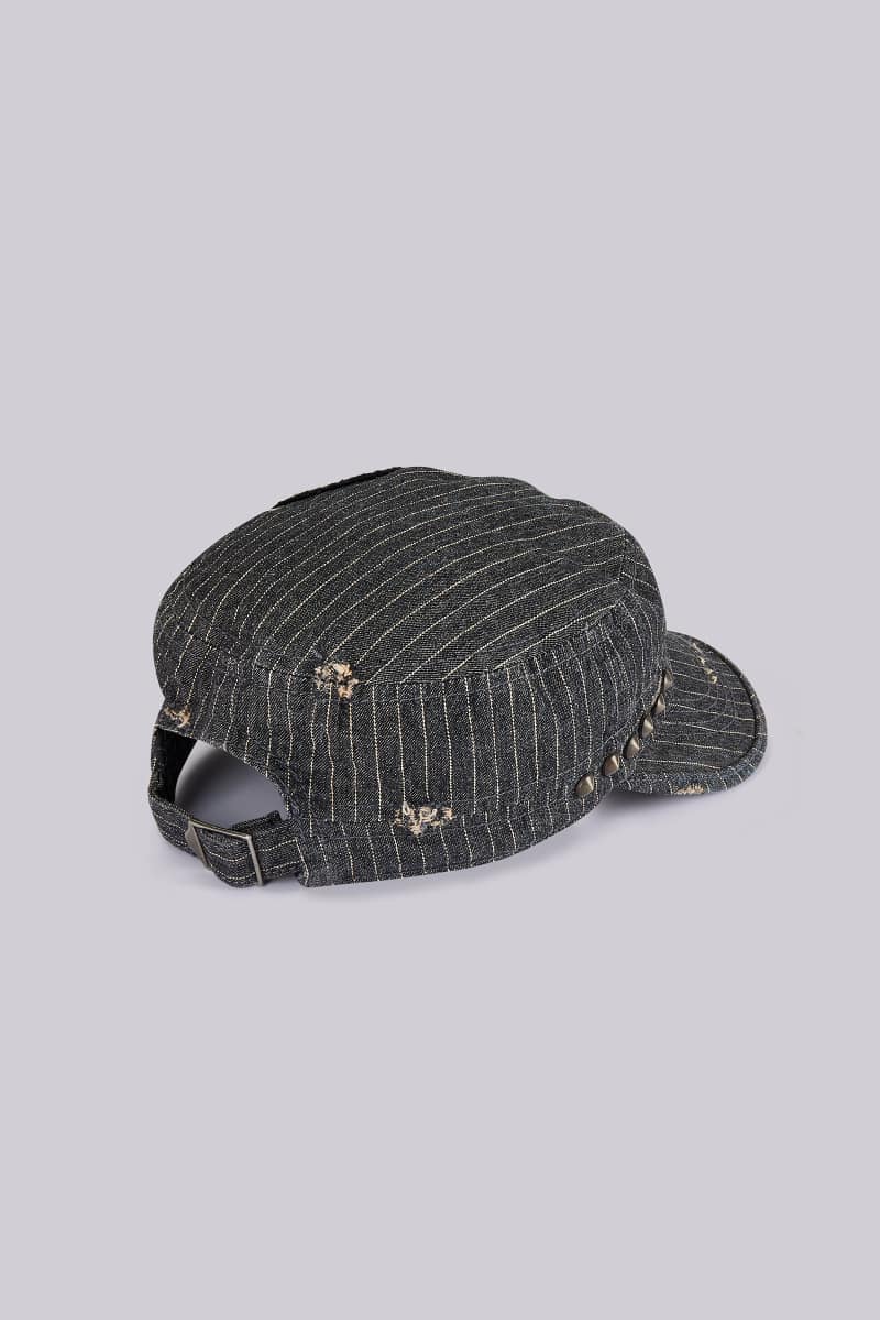 Jaded London Pinstripe Baker Boy Hat Grey