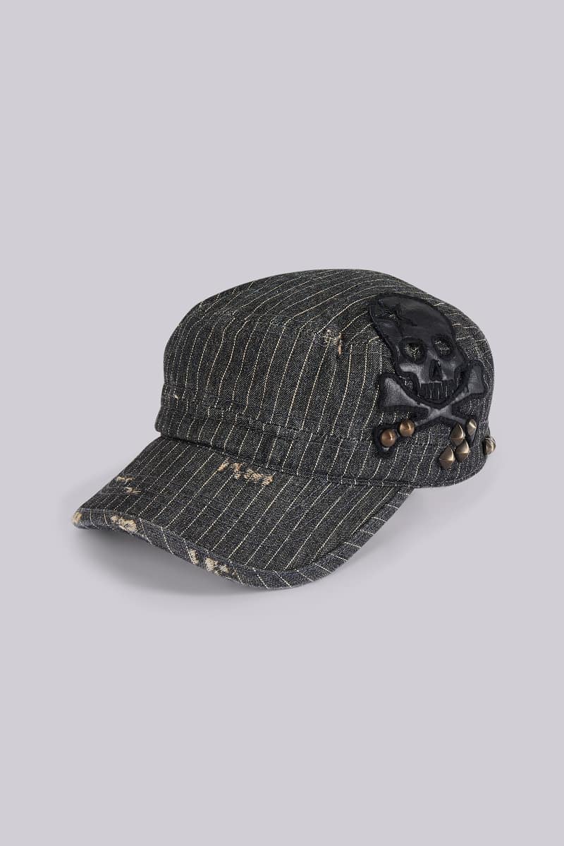 Jaded London Pinstripe Baker Boy Hat Grey