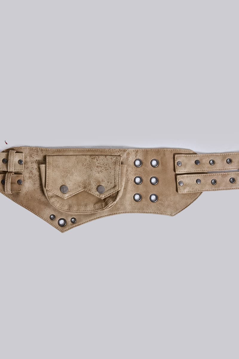 Jaded London Raider Faux Leather Pocket Belt Brown