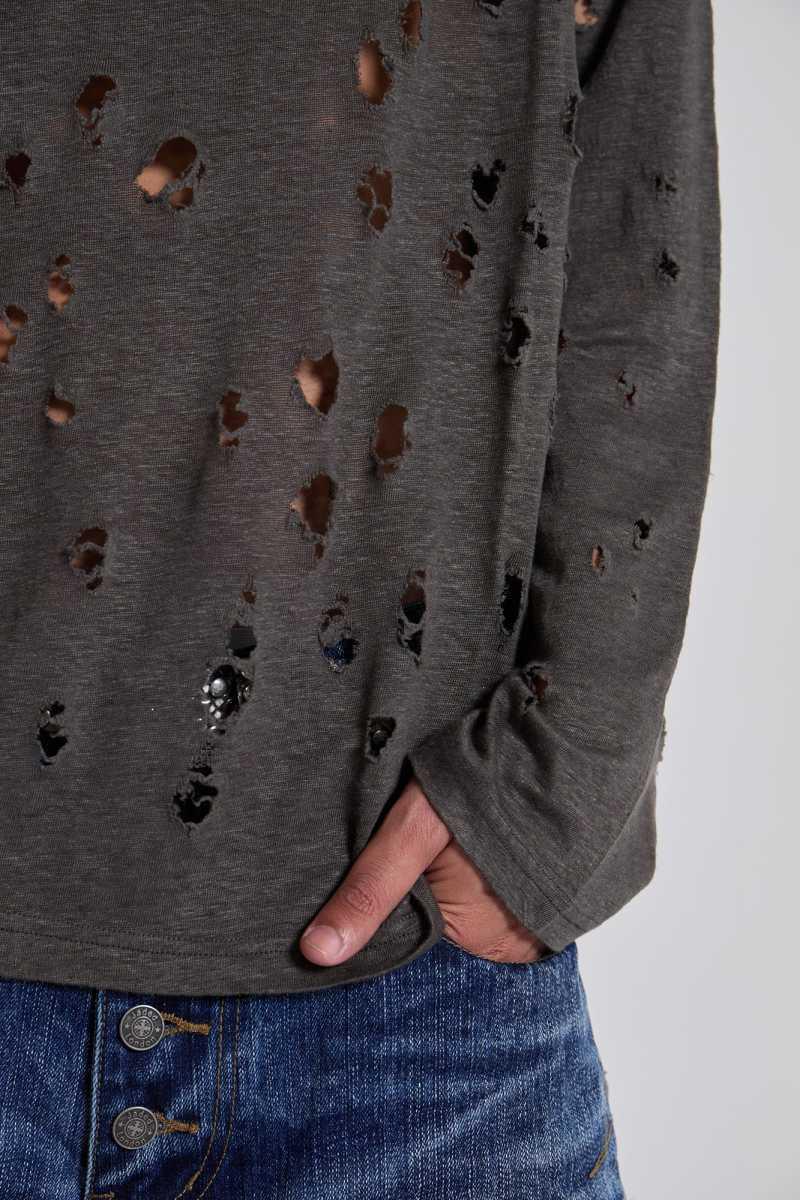Jaded London Rifle Distressed Knit Top Grey