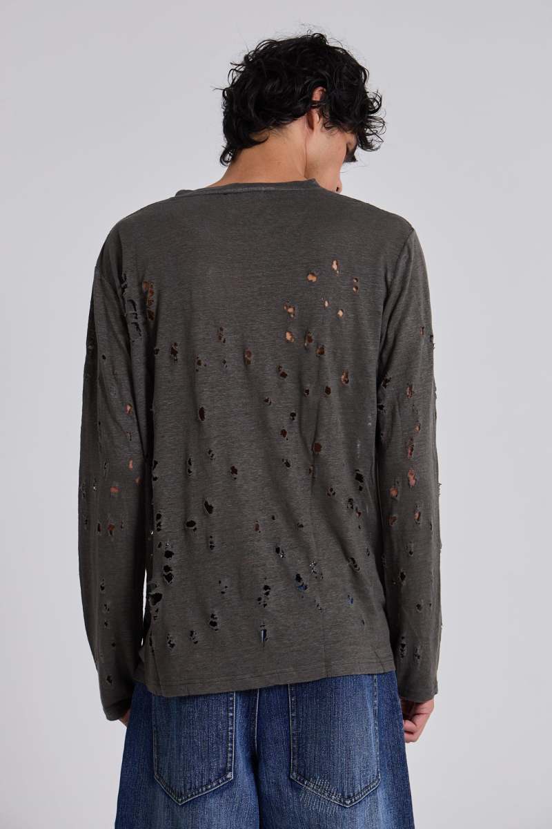 Jaded London Rifle Distressed Knit Top Grey