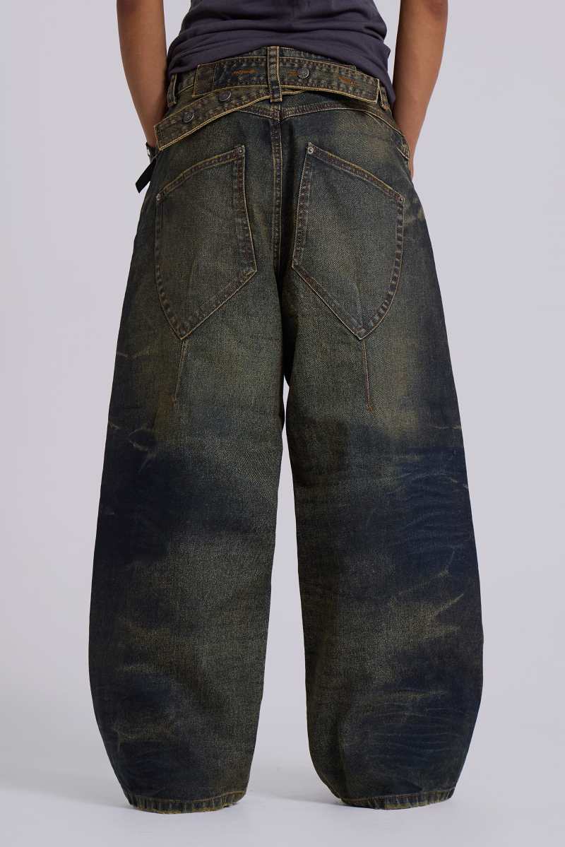 Jaded London Rusted Cinch XL Colossus Jeans Black