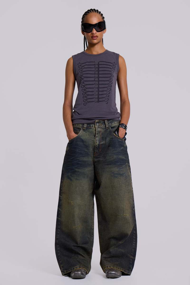 Jaded London Rusted Cinch XL Colossus Jeans Black