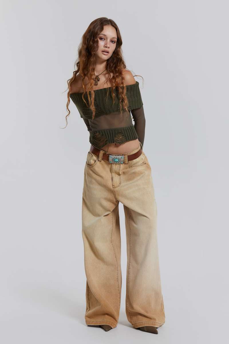 Jaded London Sand Colossus Baggy Jeans Beige